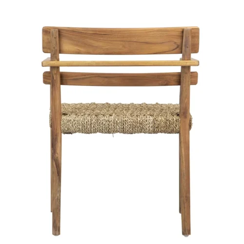 Chaise teck et rotin naturel accoudoirs droits Ethan Chloé 60 cm — vue 5