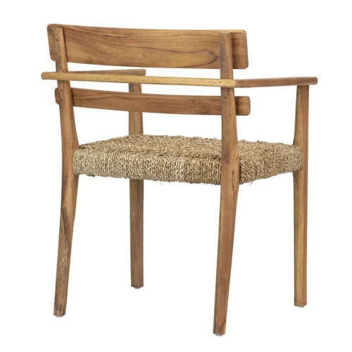 Chaise teck et rotin naturel accoudoirs droits Ethan Chloé 60 cm — vue 6