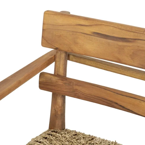 Chaise teck et rotin naturel accoudoirs droits Ethan Chloé 60 cm — vue 8
