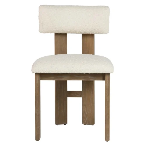 Chaise salle a manger Chaise tissu écru pieds bois clair assise épaisse Ethan Chloé 48 cm — vue 2