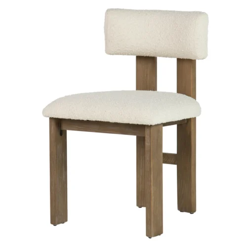 Chaise tissu écru pieds bois clair assise épaisse Ethan Chloé 48 cm — vue 3