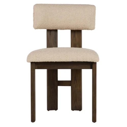 Chaises et tables à manger Ethan Chloé Chaise tissu écru pieds bois foncé dossier droit rembourré Ethan Chloé 48 cm