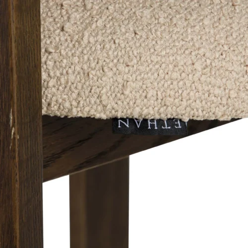 Chaise tissu écru pieds bois foncé dossier droit rembourré Ethan Chloé 48 cm — vue 4