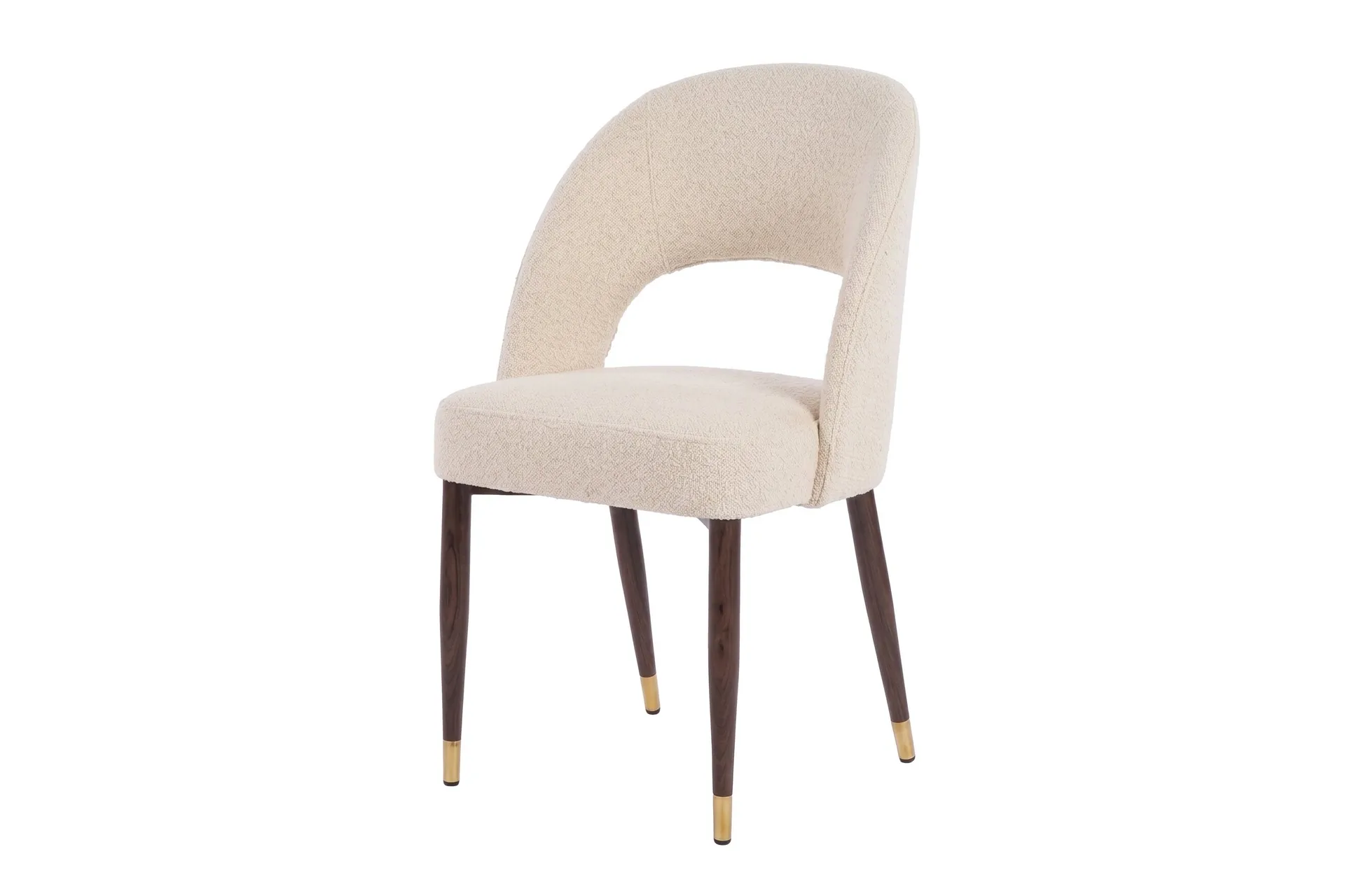 Chaise tissu uni pieds dorés Houston dossier en goutte Ethan Chloé 56 cm