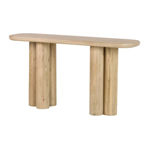 Consoles Ethan Chloé Console bois de manguier 140 cm Felo colonnes cannelées Ethan Chloé