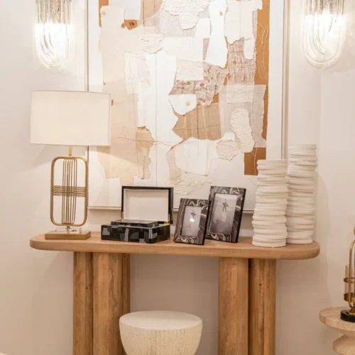 Console bois de manguier 140 cm Felo colonnes cannelées Ethan Chloé — vue 2
