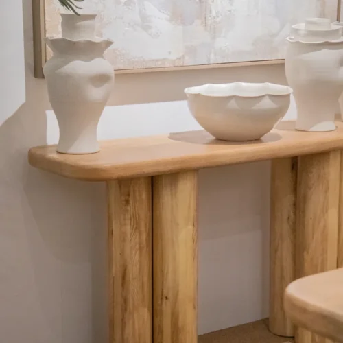 Console bois de manguier 140 cm Felo colonnes cannelées Ethan Chloé — vue 3
