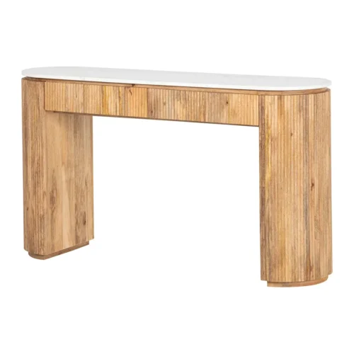 Ethan Chloé Console bois de manguier et marbre Tyla cannelée Ethan Chloé 140 cm