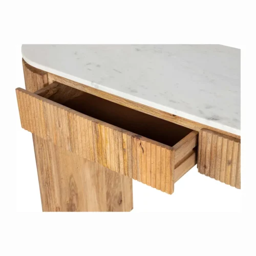 Console bois de manguier et marbre Tyla cannelée Ethan Chloé 140 cm — vue 10