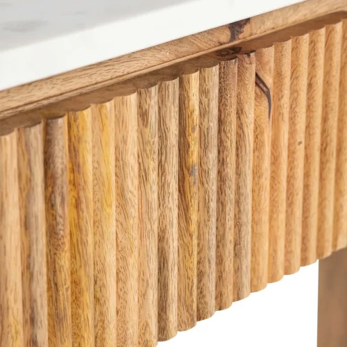 Console bois de manguier et marbre Tyla cannelée Ethan Chloé 140 cm — vue 12