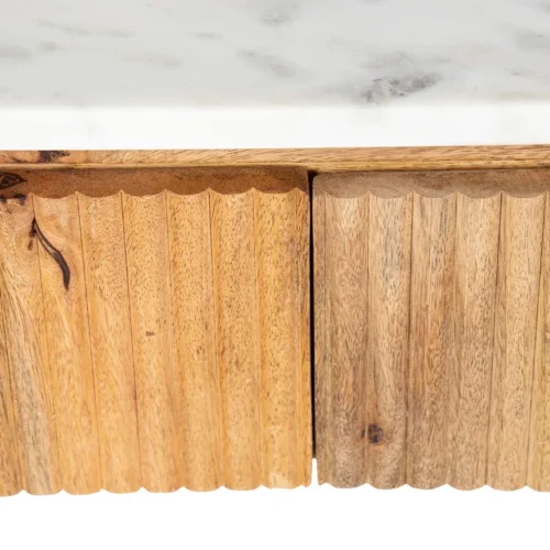 Console bois de manguier et marbre Tyla cannelée Ethan Chloé 140 cm — vue 14
