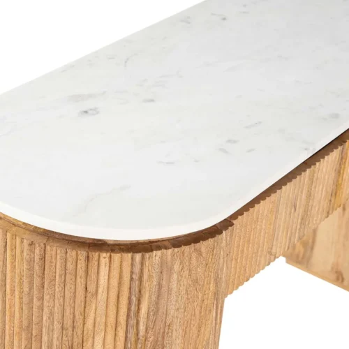 Console bois de manguier et marbre Tyla cannelée Ethan Chloé 140 cm — vue 15