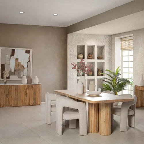 Console bois de manguier et marbre Tyla cannelée Ethan Chloé 140 cm — vue 3