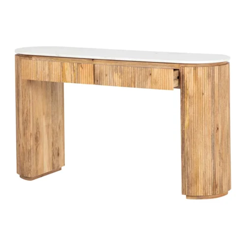Console bois de manguier et marbre Tyla cannelée Ethan Chloé 140 cm — vue 4