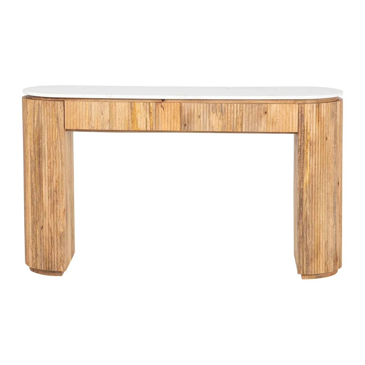 Console bois de manguier et marbre Tyla cannelée Ethan Chloé 140 cm — vue 5