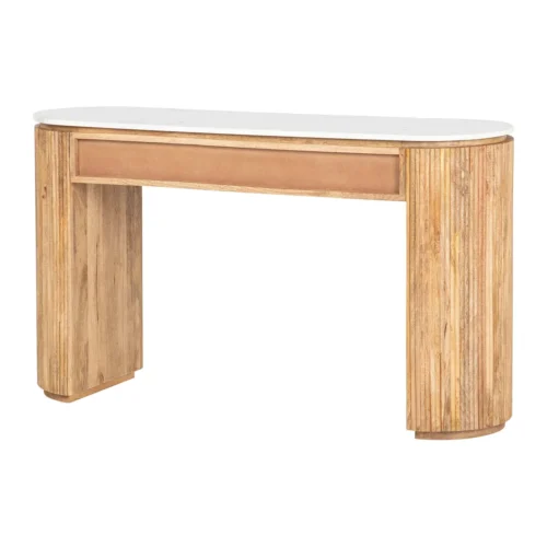 Console bois de manguier et marbre Tyla cannelée Ethan Chloé 140 cm — vue 7