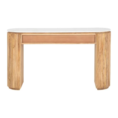 Console bois de manguier et marbre Tyla cannelée Ethan Chloé 140 cm — vue 8