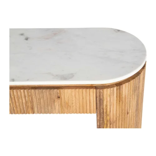 Console bois de manguier et marbre Tyla cannelée Ethan Chloé 140 cm — vue 9