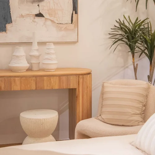 Console bois de manguier Myra joues cannelées Ethan Chloé 120 cm — vue 3