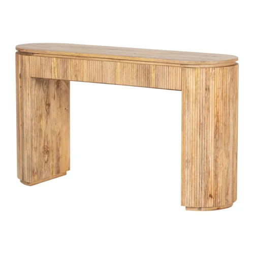 Consoles Ethan Chloé Console cannelée bois de manguier Myra plateau arrondi Ethan Chloé 140 cm