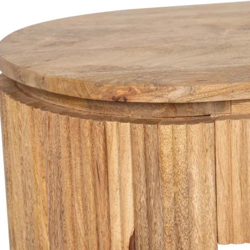 Console cannelée bois de manguier Myra plateau arrondi Ethan Chloé 140 cm — vue 12