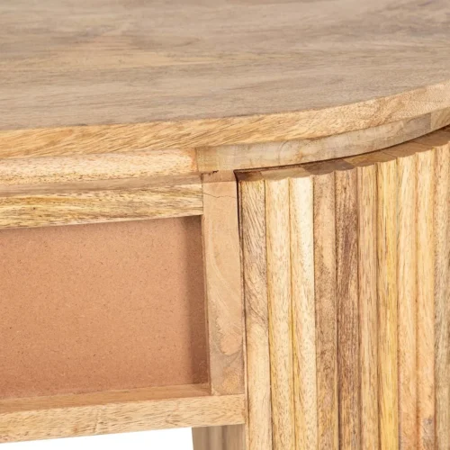 Console cannelée bois de manguier Myra plateau arrondi Ethan Chloé 140 cm — vue 14