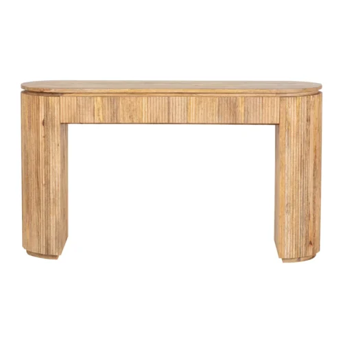 Console cannelée bois de manguier Myra plateau arrondi Ethan Chloé 140 cm — vue 3