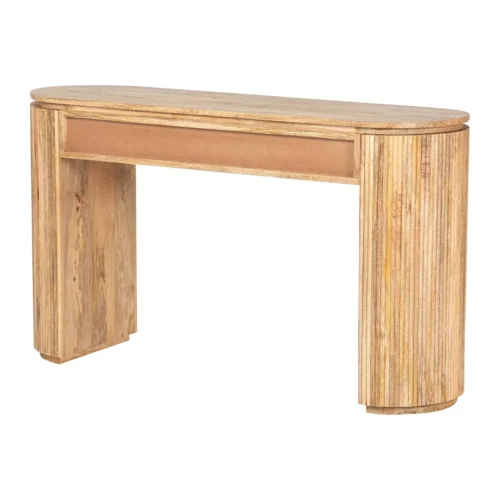 Console cannelée bois de manguier Myra plateau arrondi Ethan Chloé 140 cm — vue 5