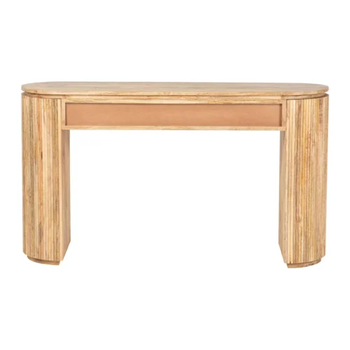 Console cannelée bois de manguier Myra plateau arrondi Ethan Chloé 140 cm — vue 6