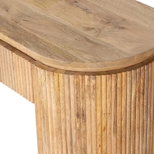 Console cannelée bois de manguier Myra plateau arrondi Ethan Chloé 140 cm — vue 7