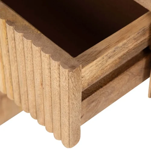 Console cannelée bois de manguier Myra plateau arrondi Ethan Chloé 140 cm — vue 9