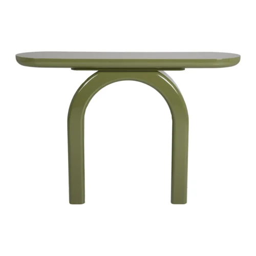 Console laquée vert olive Sutura piétement en arche Ethan Chloé 120 cm — vue 2