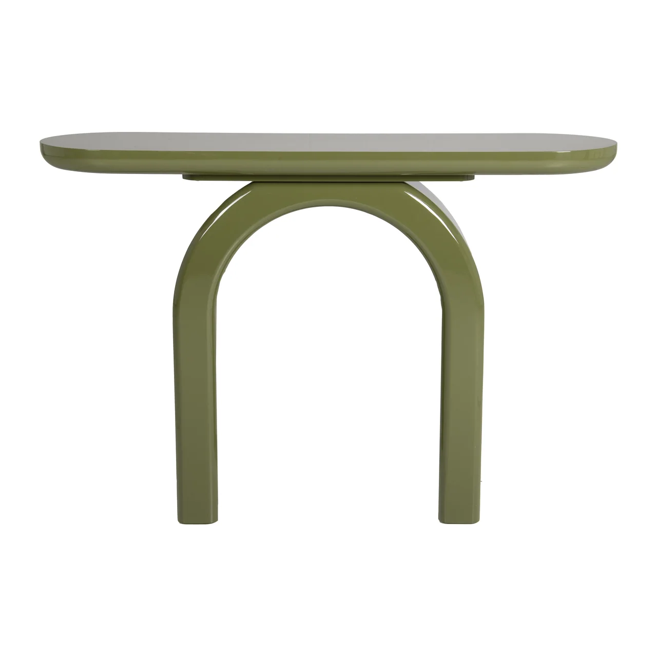 Console laquée vert olive Sutura piétement en arche Ethan Chloé 120 cm — vue 2