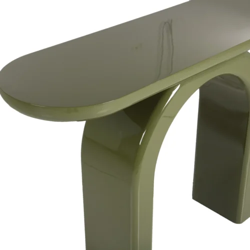 Console laquée vert olive Sutura piétement en arche Ethan Chloé 120 cm — vue 3