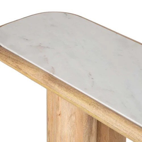 Console marbre blanc et bois de manguier Telo cannelée Ethan Chloé 140 cm — vue 4