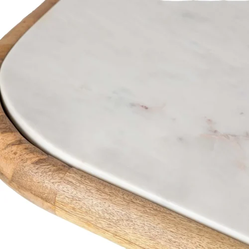 Console marbre blanc et bois de manguier Telo cannelée Ethan Chloé 140 cm — vue 5