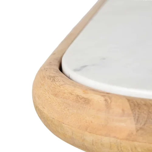 Console marbre blanc et bois de manguier Telo cannelée Ethan Chloé 140 cm — vue 8