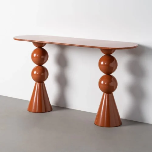 Console métal terre cuite pieds sphères Ixia 150 cm