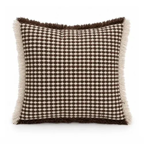 Coussin Damier Marron Athezza