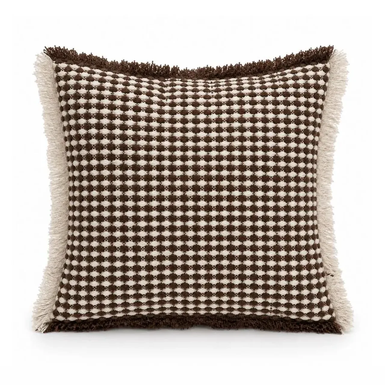 Coussin Damier Marron Athezza