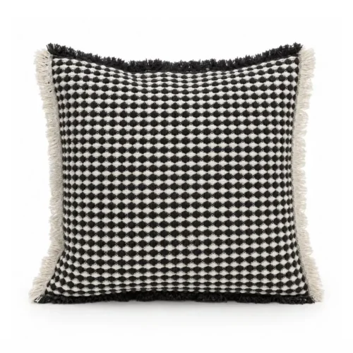 Coussin Damier Noir Athezza