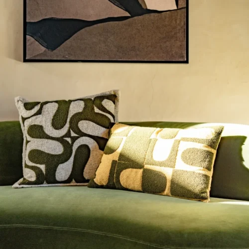 Coussin Granna Kaki/Blanc Athezza — vue 4