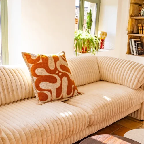 Coussin Granna Moutarde/Blanc Athezza — vue 6