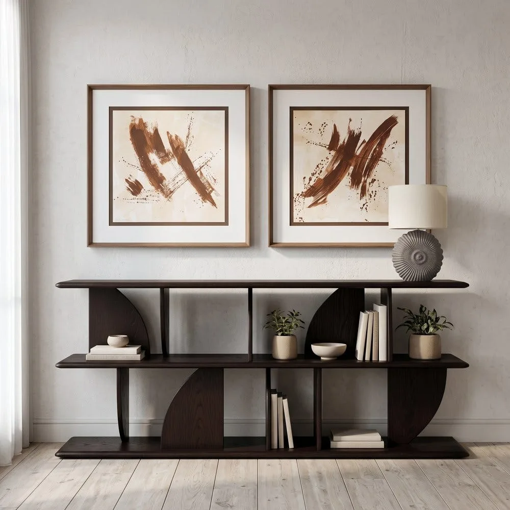 Étagère basse bois d'hévéa marron Ixia 83 cm