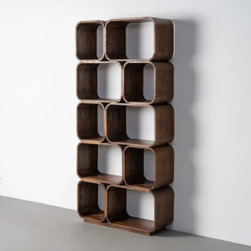 Étagère Étagère bois de manguier massif brun niches arrondies Ixia 90 cm