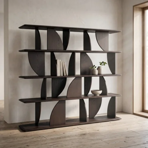 Étagère haute bois d'hévéa marron Ixia 161 cm