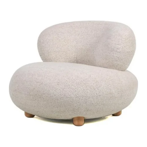 Fauteuils Ethan Chloé Fauteuil asymétrique chenille écru forme galet Ethan Chloé 93 cm
