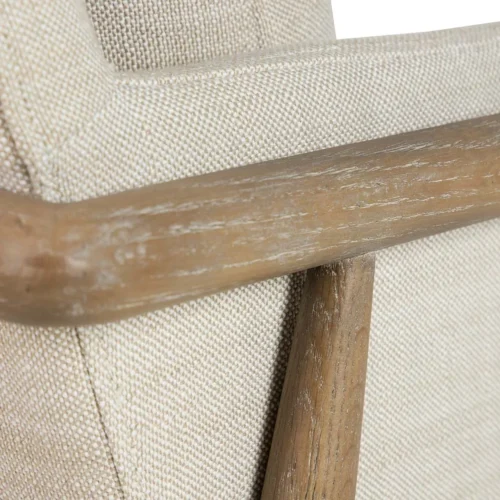 Fauteuil bois et tissu beige aux lignes droites Ethan Chloé 77 cm — vue 11