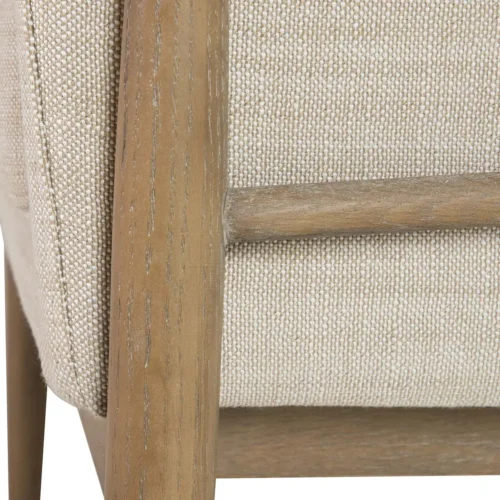 Fauteuil bois et tissu beige aux lignes droites Ethan Chloé 77 cm — vue 15