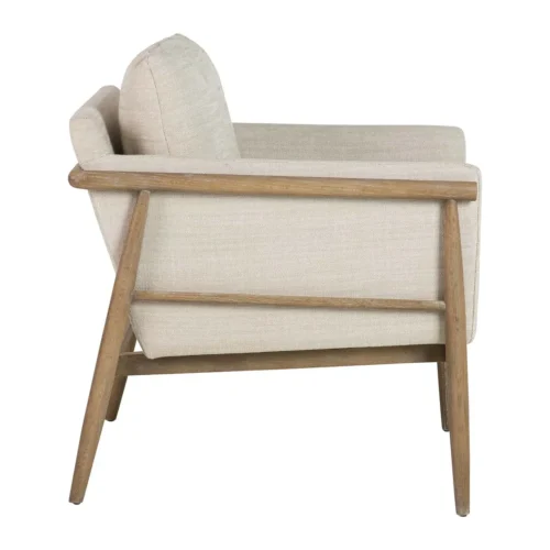 Fauteuil bois et tissu beige aux lignes droites Ethan Chloé 77 cm — vue 3